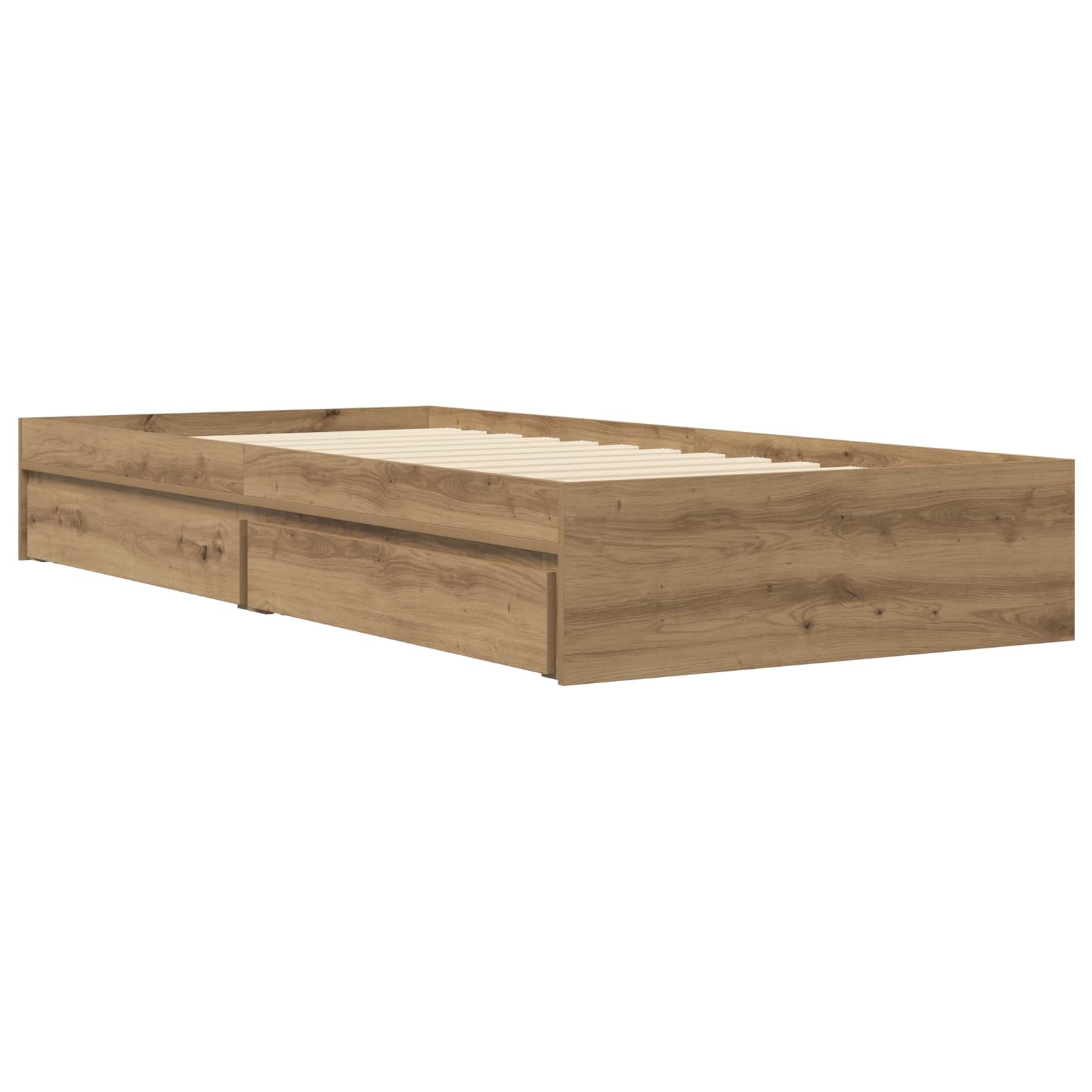 Bedframe met opslag Artisanaal eiken 80 x 200 cm Bewerkt hout