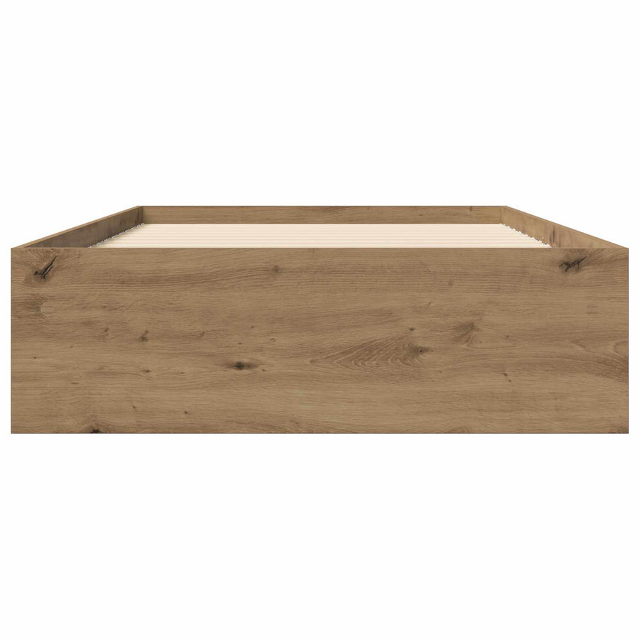 Bedframe met opslag Artisanaal eiken 80 x 200 cm Bewerkt hout