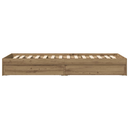 Bedframe met opslag Artisanaal eiken 80 x 200 cm Bewerkt hout