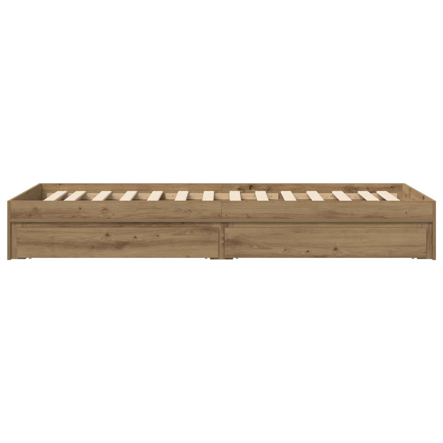 Bedframe met opslag Artisanaal eiken 80 x 200 cm Bewerkt hout