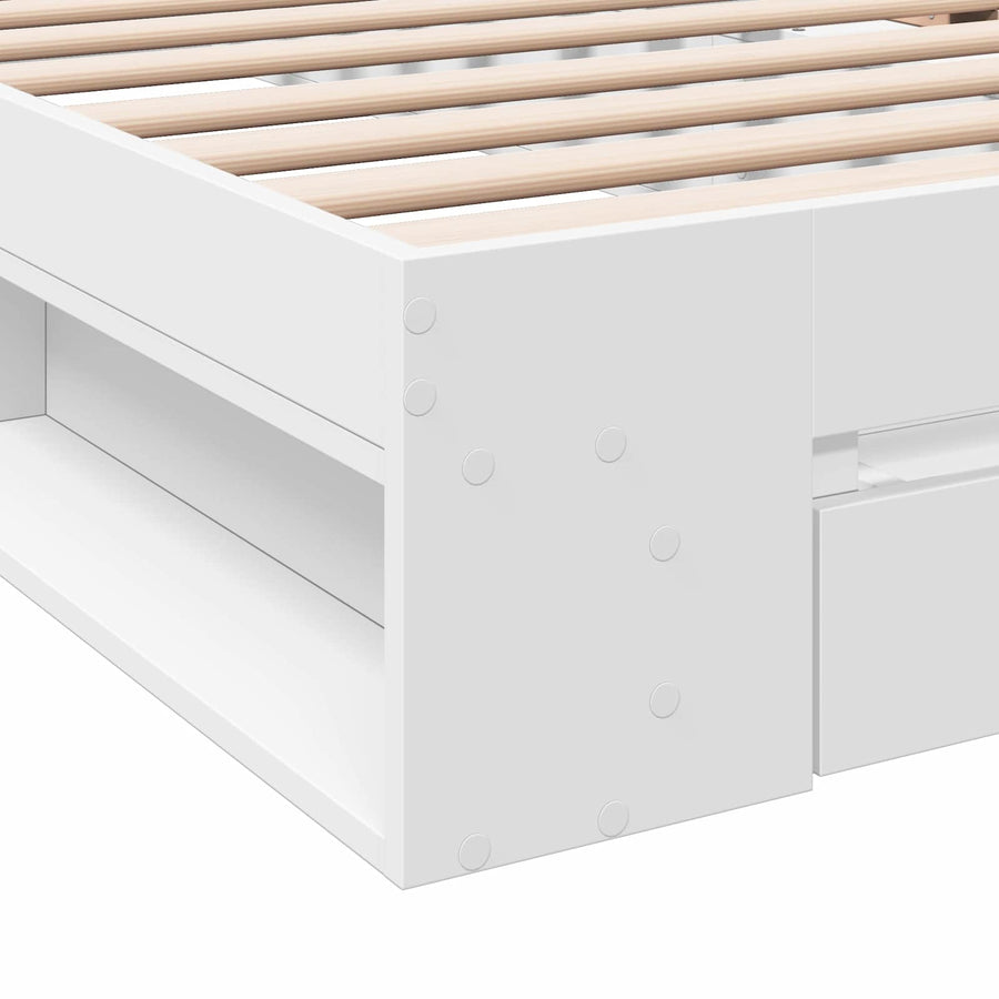 Bedframe met opslag met lade Wit 80 x 200 cm Bewerkt hout