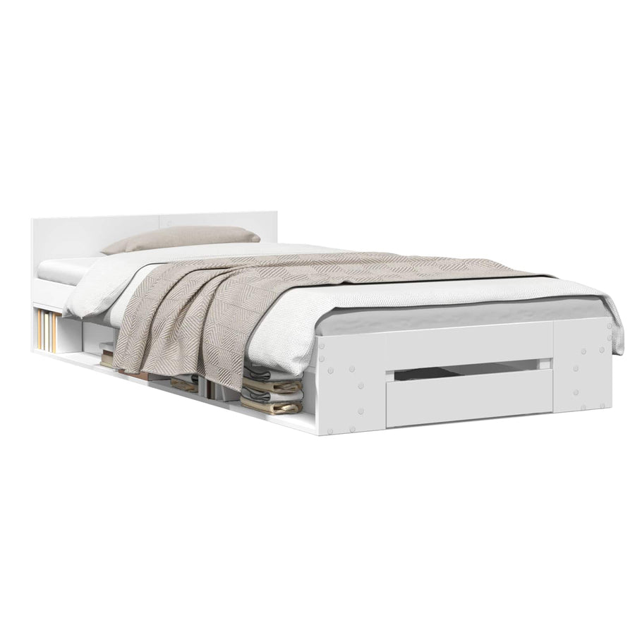 Bedframe met opslag met lade Wit 80 x 200 cm Bewerkt hout
