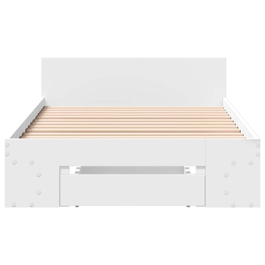Bedframe met opslag met lade Wit 80 x 200 cm Bewerkt hout