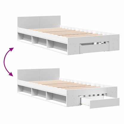 Bedframe met opslag met lade Wit 80 x 200 cm Bewerkt hout