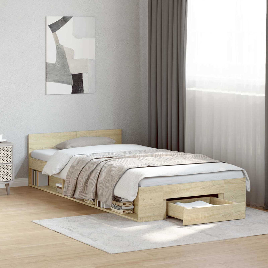 Bedframe met opslag Sonoma Eiken 80 x 200 cm Bewerkt hout