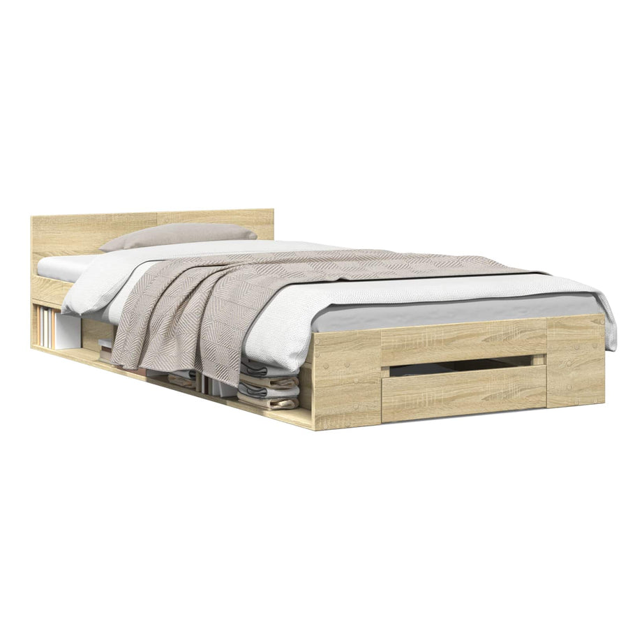 Bedframe met opslag Sonoma Eiken 80 x 200 cm Bewerkt hout