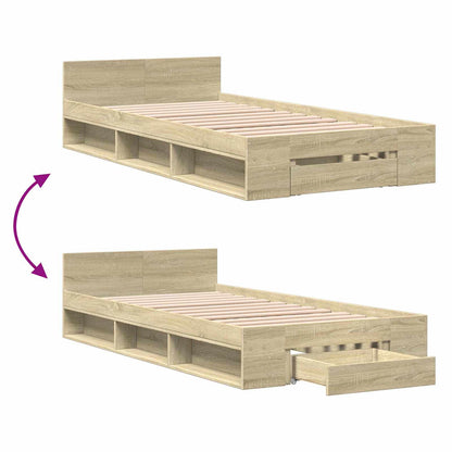 Bedframe met opslag Sonoma Eiken 80 x 200 cm Bewerkt hout