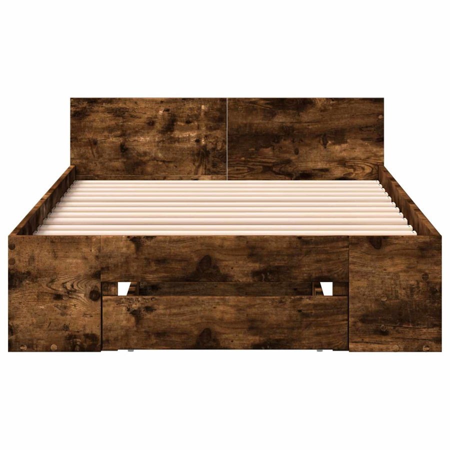 Bedframe met opslag Gerookt eiken 80 x 200 cm Bewerkt hout