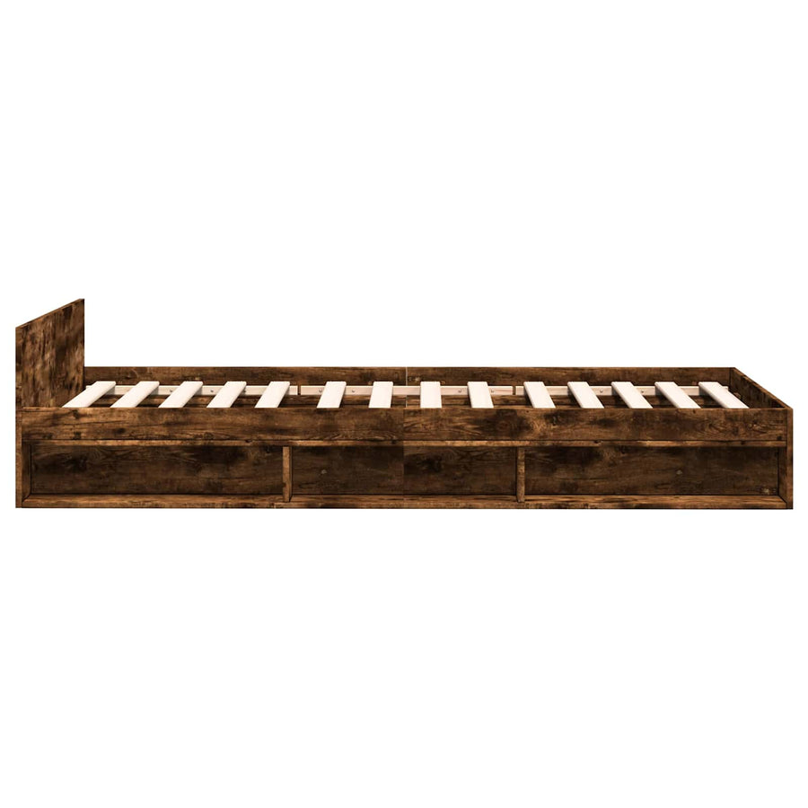 Bedframe met opslag Gerookt eiken 80 x 200 cm Bewerkt hout