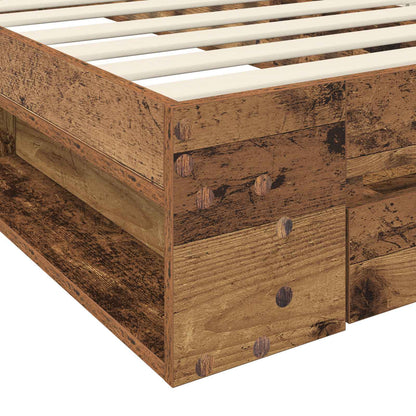 Bedframe met opslag met lade Oud hout 80 x 200 cm Bewerkt hout