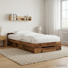 Bedframe met opslag met lade Oud hout 80 x 200 cm Bewerkt hout