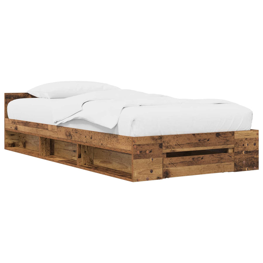 Bedframe met opslag met lade Oud hout 80 x 200 cm Bewerkt hout