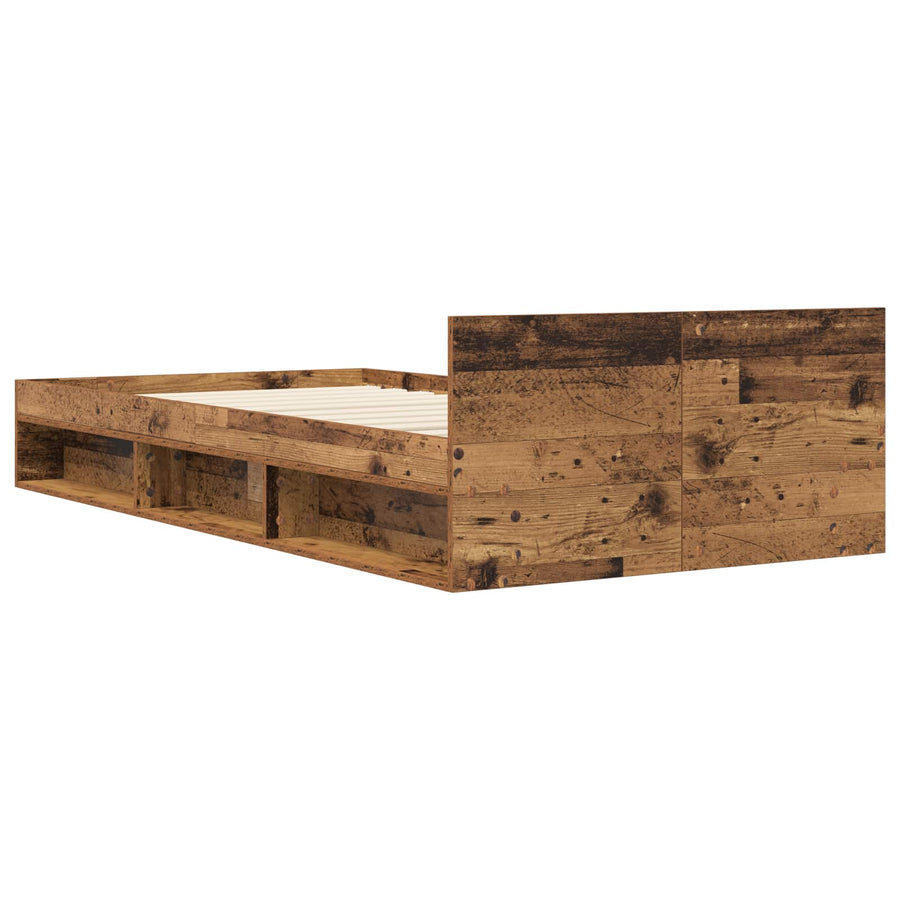Bedframe met opslag met lade Oud hout 80 x 200 cm Bewerkt hout
