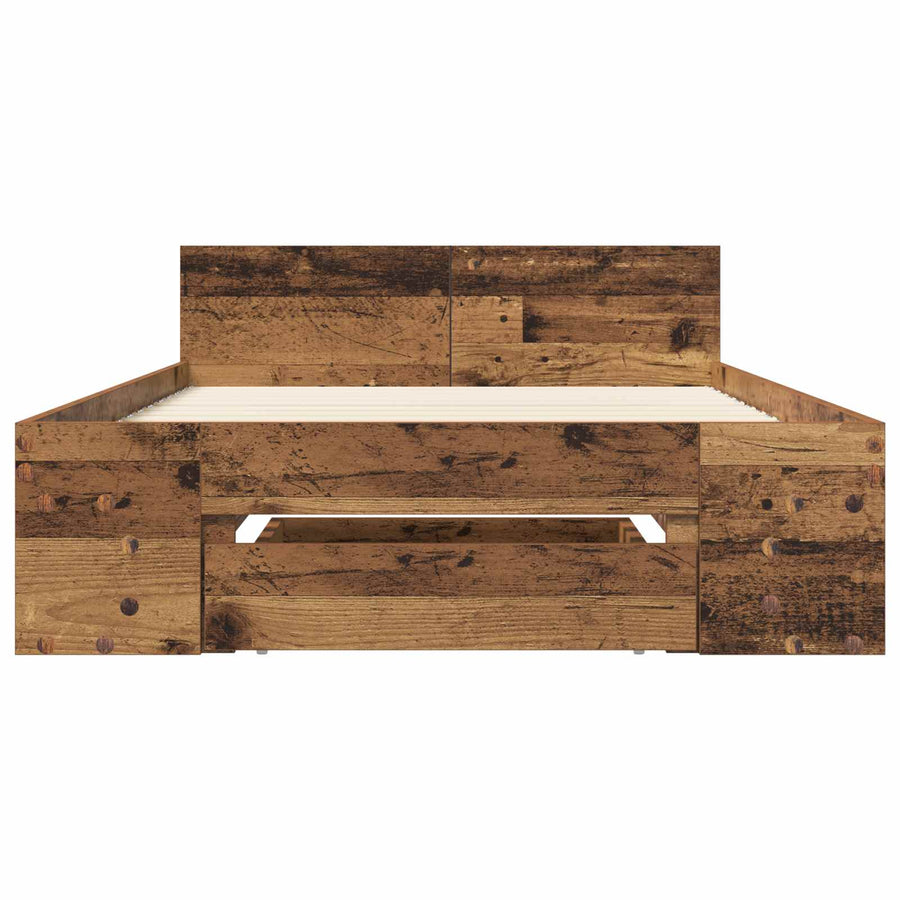 Bedframe met opslag met lade Oud hout 80 x 200 cm Bewerkt hout