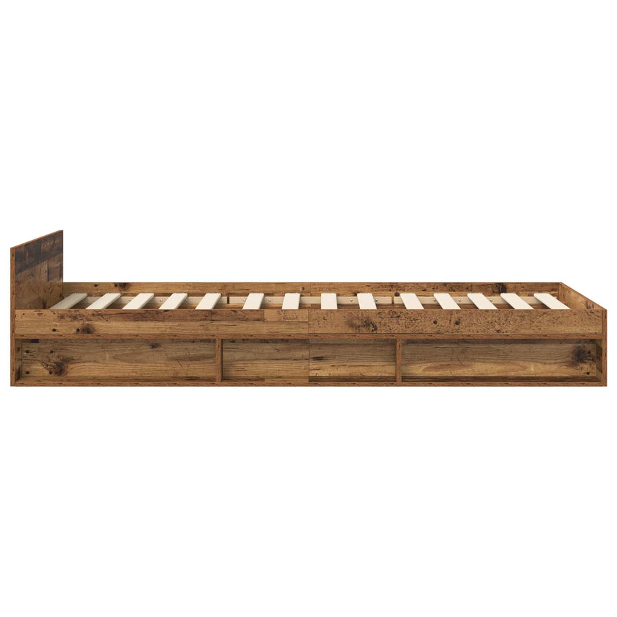 Bedframe met opslag met lade Oud hout 80 x 200 cm Bewerkt hout