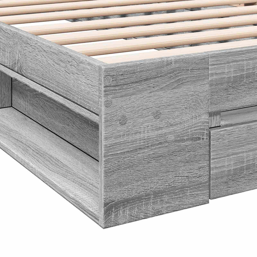 Bedframe met opslag Grijs Sonoma 80 x 200 cm Bewerkt hout