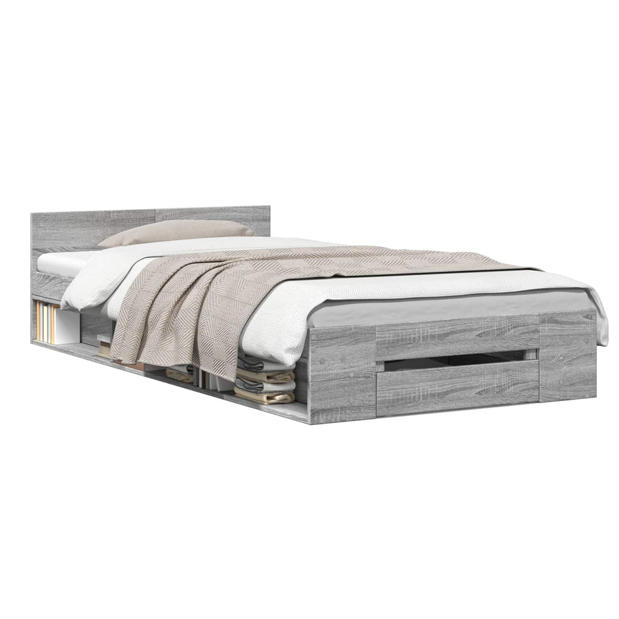 Bedframe met opslag Grijs Sonoma 80 x 200 cm Bewerkt hout