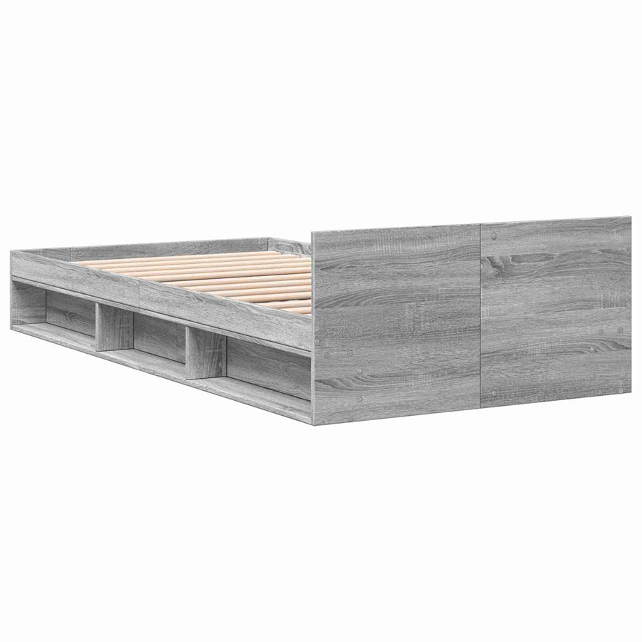 Bedframe met opslag Grijs Sonoma 80 x 200 cm Bewerkt hout