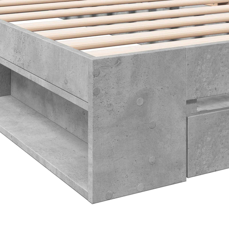 Bedframe met opslag Betongrijs 80 x 200 cm Bewerkt hout