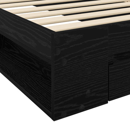 Bedframe met opslag Zwart eiken 80 x 200 cm Bewerkt hout