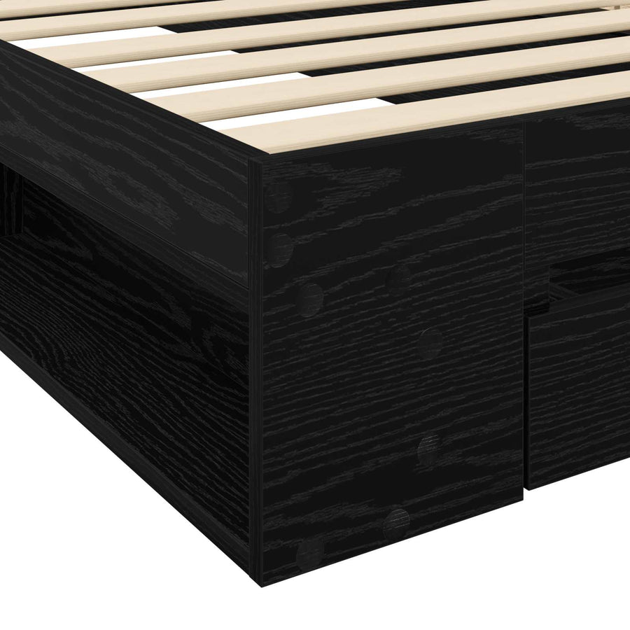 Bedframe met opslag Zwart eiken 80 x 200 cm Bewerkt hout