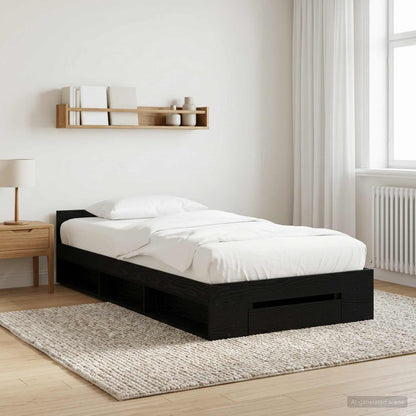 Bedframe met opslag Zwart eiken 80 x 200 cm Bewerkt hout