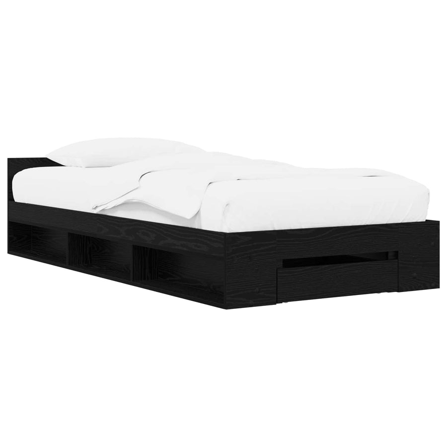 Bedframe met opslag Zwart eiken 80 x 200 cm Bewerkt hout