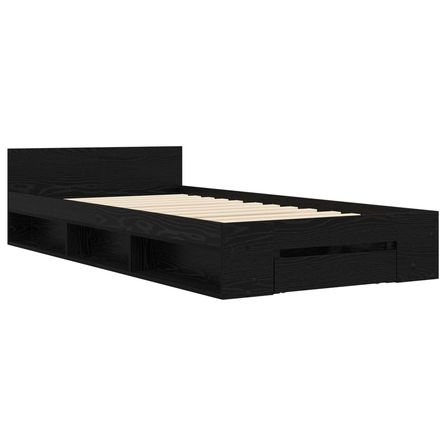 Bedframe met opslag Zwart eiken 80 x 200 cm Bewerkt hout