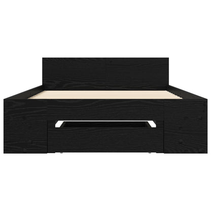 Bedframe met opslag Zwart eiken 80 x 200 cm Bewerkt hout