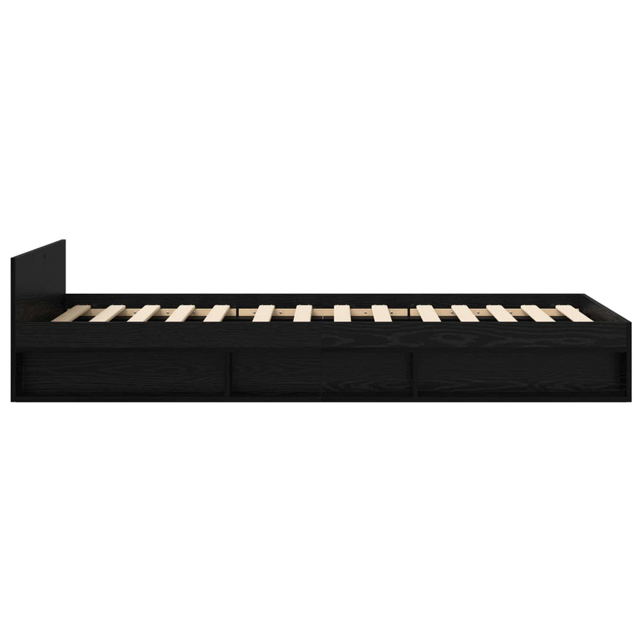 Bedframe met opslag Zwart eiken 80 x 200 cm Bewerkt hout