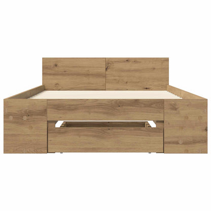Bedframe met opslag Artisanaal eiken 80 x 200 cm Bewerkt hout