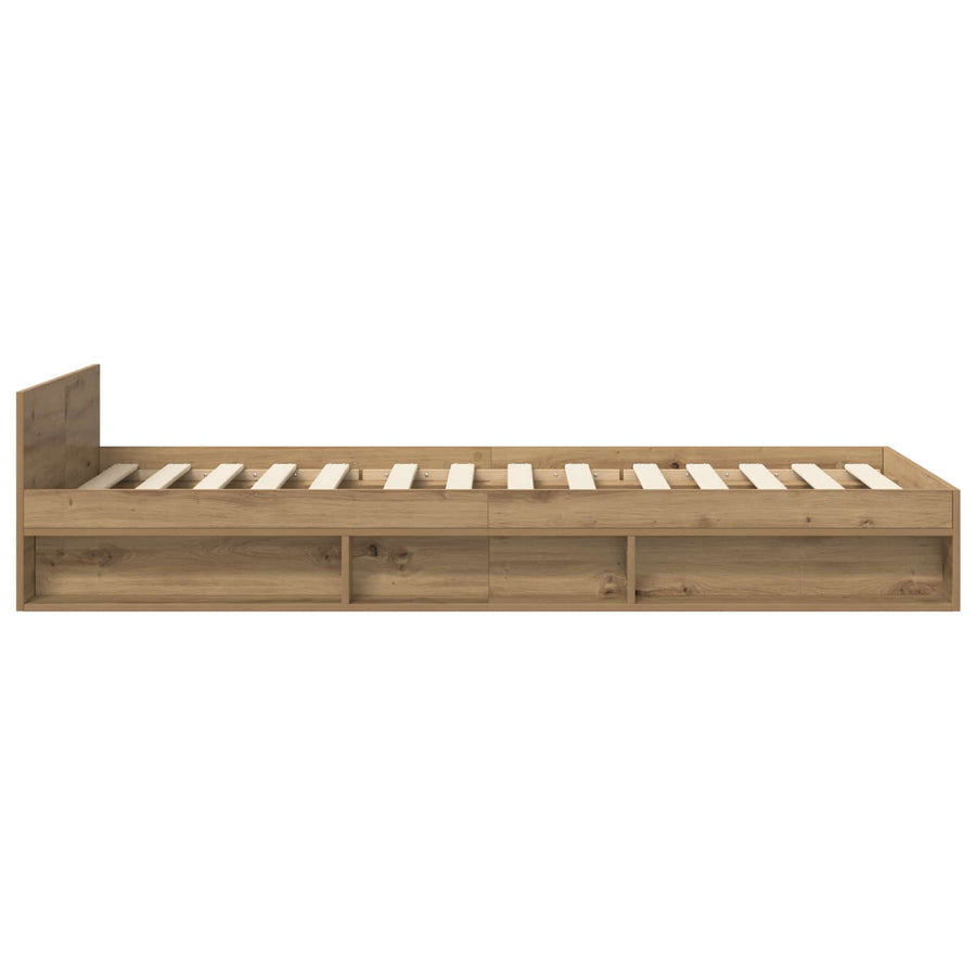 Bedframe met opslag Artisanaal eiken 80 x 200 cm Bewerkt hout