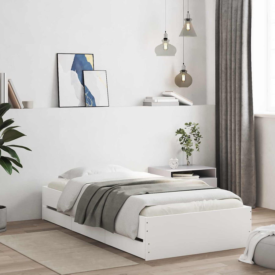 Bedframe met opslag met lade Wit 80 x 200 cm Bewerkt hout