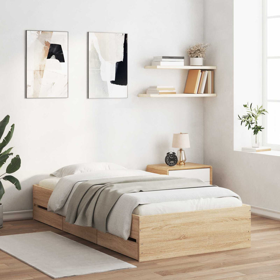 Bedframe met opslag Sonoma Eiken 80 x 200 cm Bewerkt hout