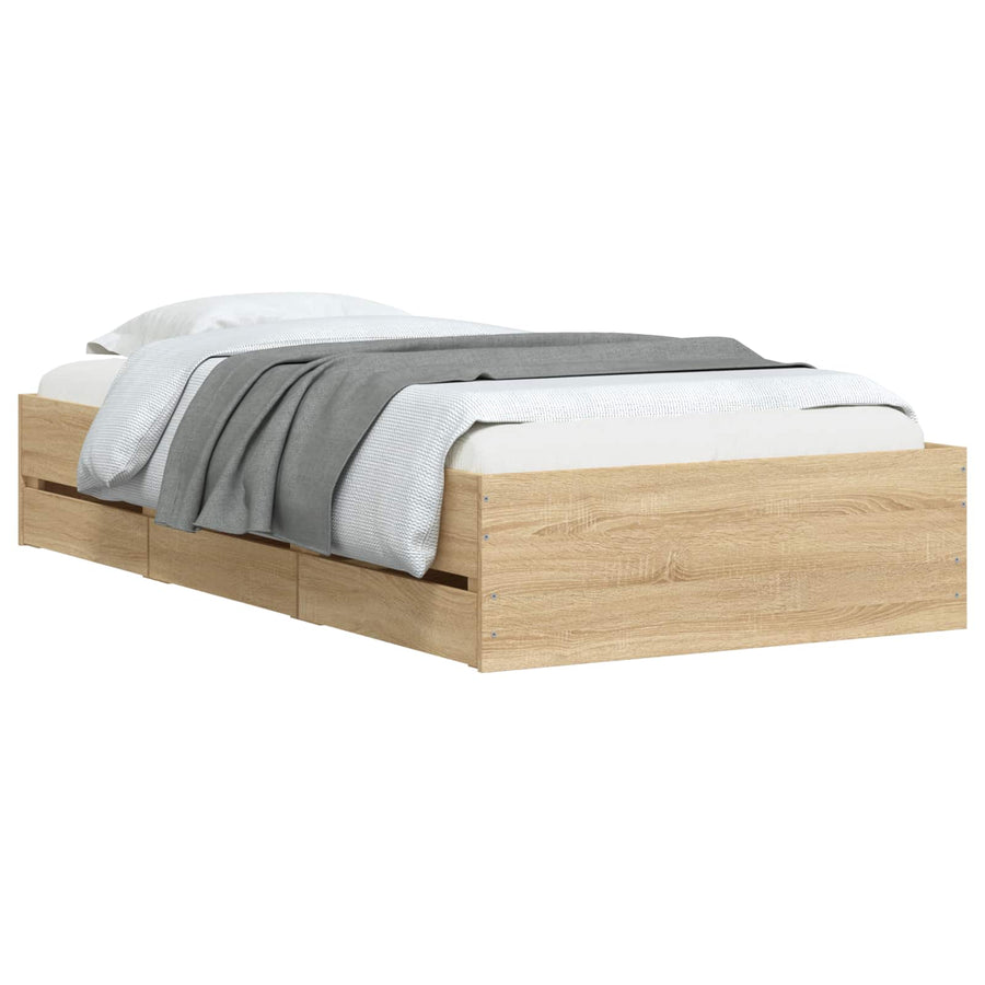 Bedframe met opslag Sonoma Eiken 80 x 200 cm Bewerkt hout