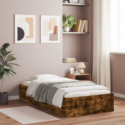 Bedframe met opslag Gerookt eiken 80 x 200 cm Bewerkt hout