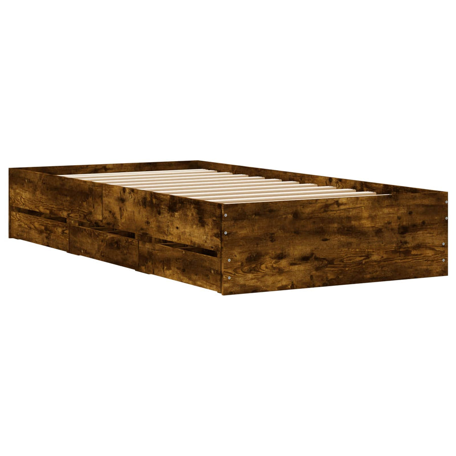 Bedframe met opslag Gerookt eiken 80 x 200 cm Bewerkt hout