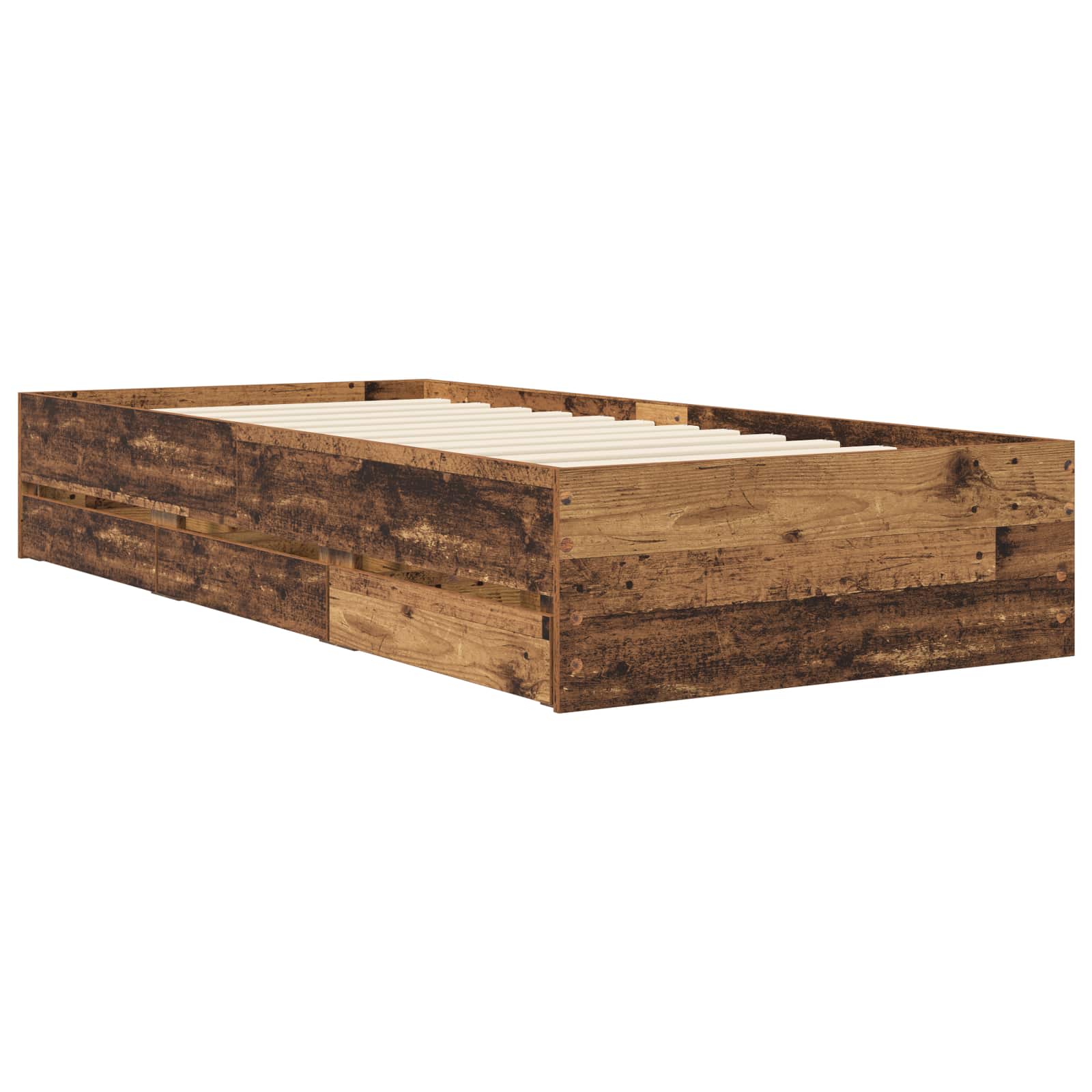 Bedframe met opslag met lade Oud hout 80 x 200 cm Bewerkt hout