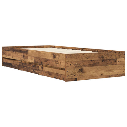 Bedframe met opslag met lade Oud hout 80 x 200 cm Bewerkt hout