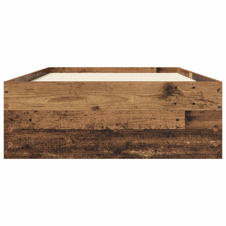 Bedframe met opslag met lade Oud hout 80 x 200 cm Bewerkt hout