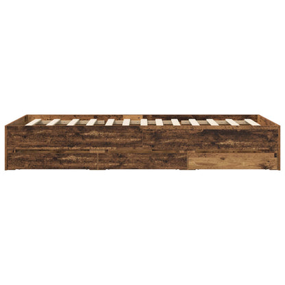 Bedframe met opslag met lade Oud hout 80 x 200 cm Bewerkt hout