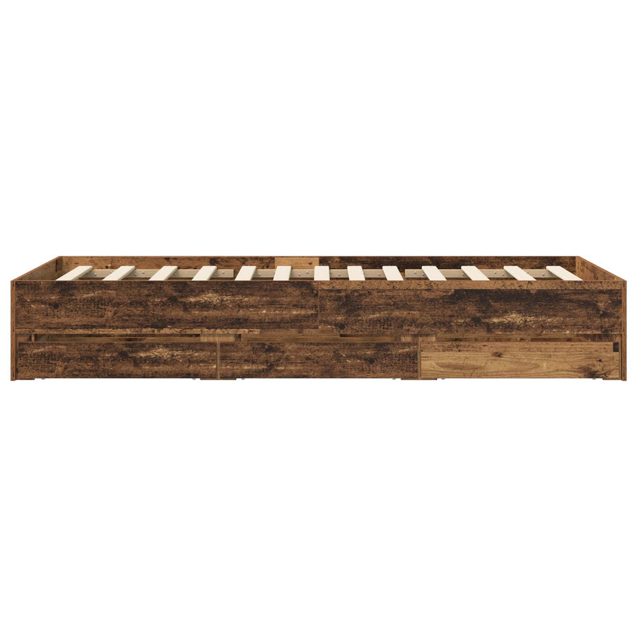 Bedframe met opslag met lade Oud hout 80 x 200 cm Bewerkt hout