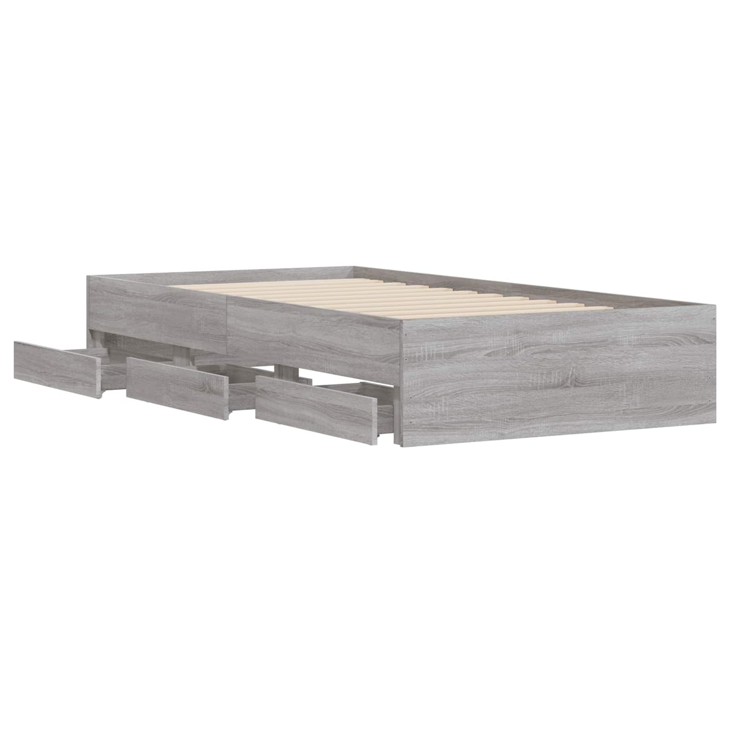 Bedframe met opslag Betongrijs 80 x 200 cm Bewerkt hout