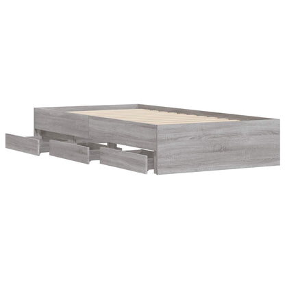 Bedframe met opslag Betongrijs 80 x 200 cm Bewerkt hout
