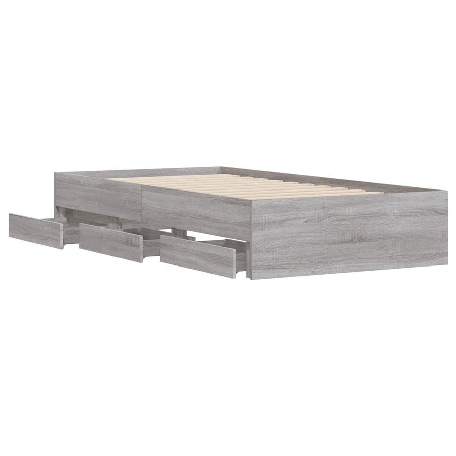 Bedframe met opslag Betongrijs 80 x 200 cm Bewerkt hout