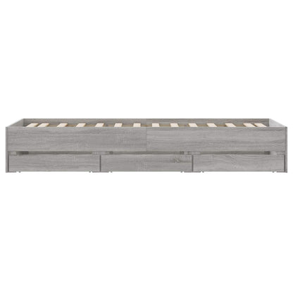 Bedframe met opslag Betongrijs 80 x 200 cm Bewerkt hout