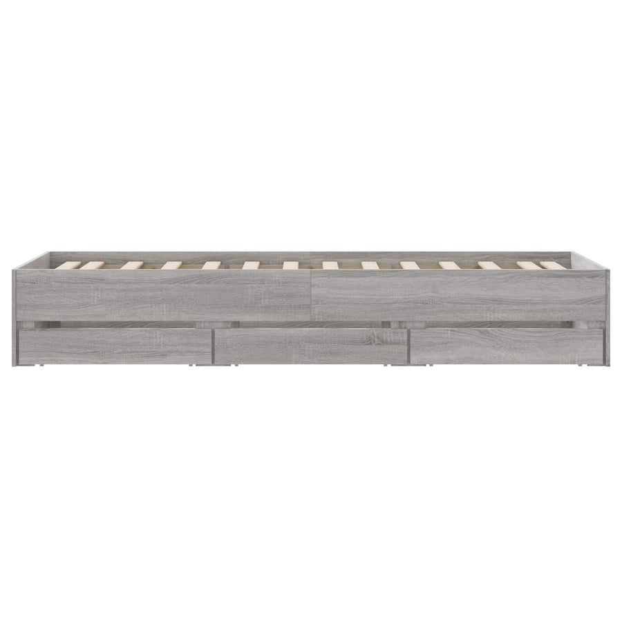 Bedframe met opslag Betongrijs 80 x 200 cm Bewerkt hout