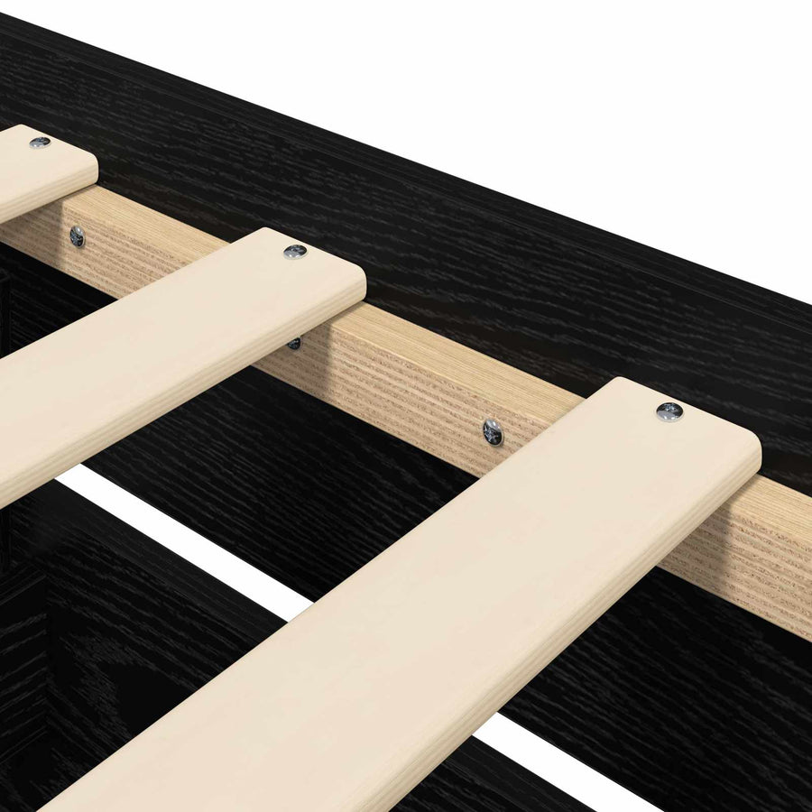 Bedframe met opslag Zwart eiken 80 x 200 cm Bewerkt hout