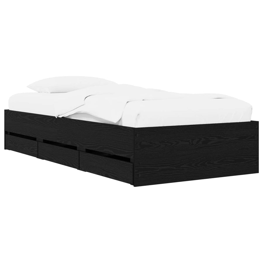Bedframe met opslag Zwart eiken 80 x 200 cm Bewerkt hout