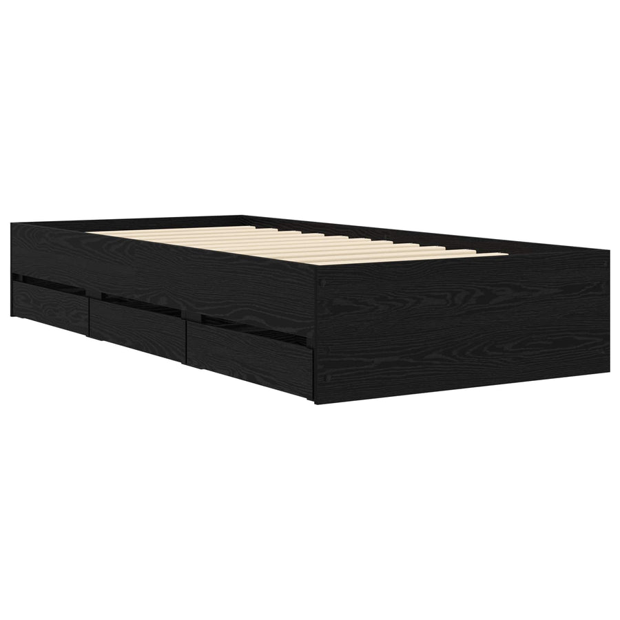 Bedframe met opslag Zwart eiken 80 x 200 cm Bewerkt hout